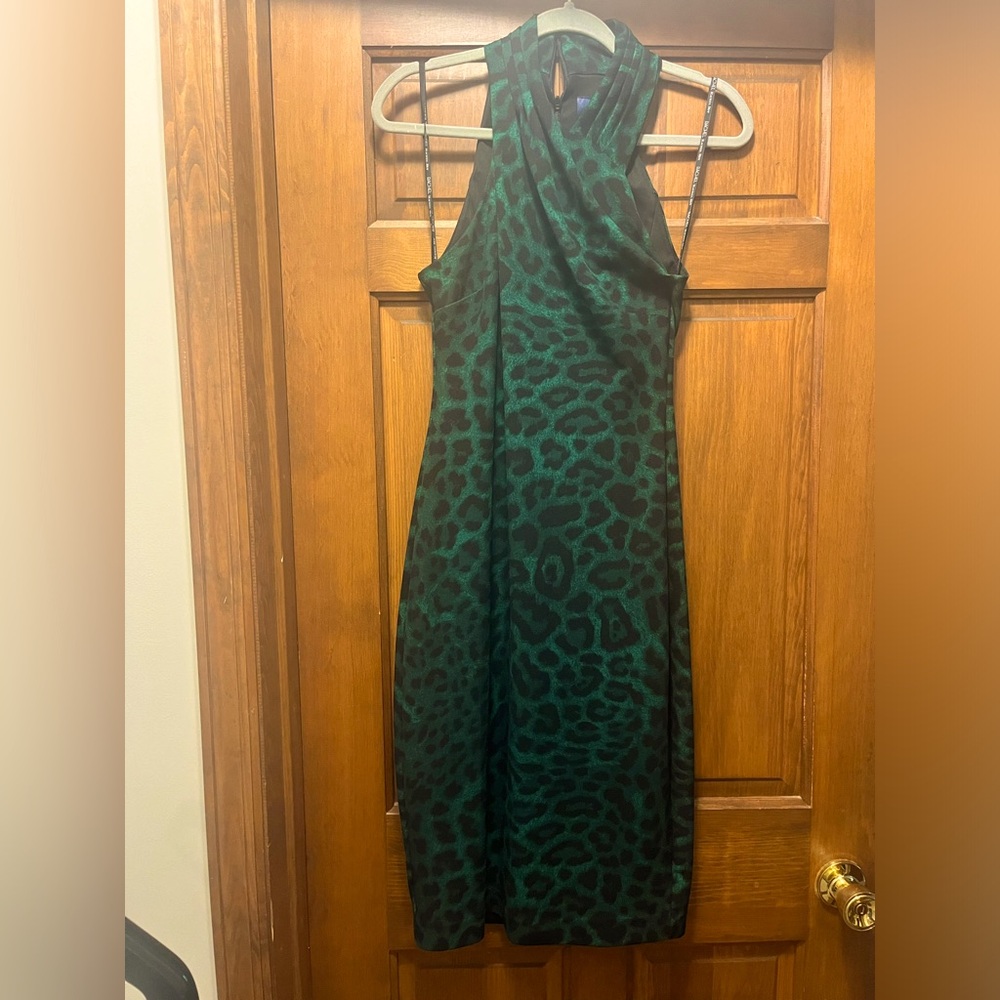 Rachel Roy Deep Green Leopard Print Harland Dress Size M